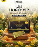 Vital Honey VIP honey pack by Etumax with 12 sachets of mountain and caviar honey for men, featuring honey sachets in the image.